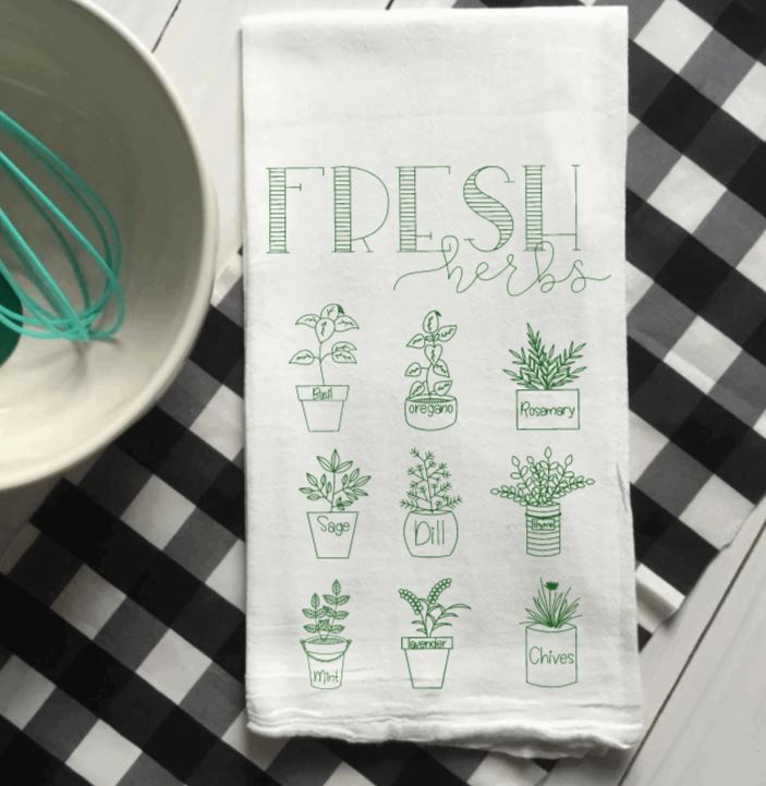 Fresh Herbs Flour Sack Tea Towel #187