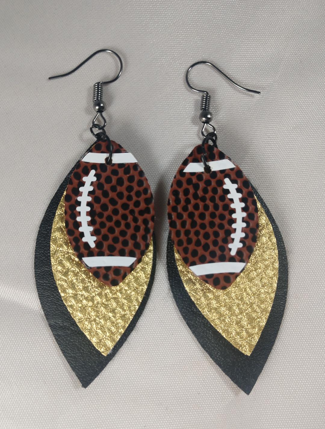 Trojan Triple Layer Football Earrings